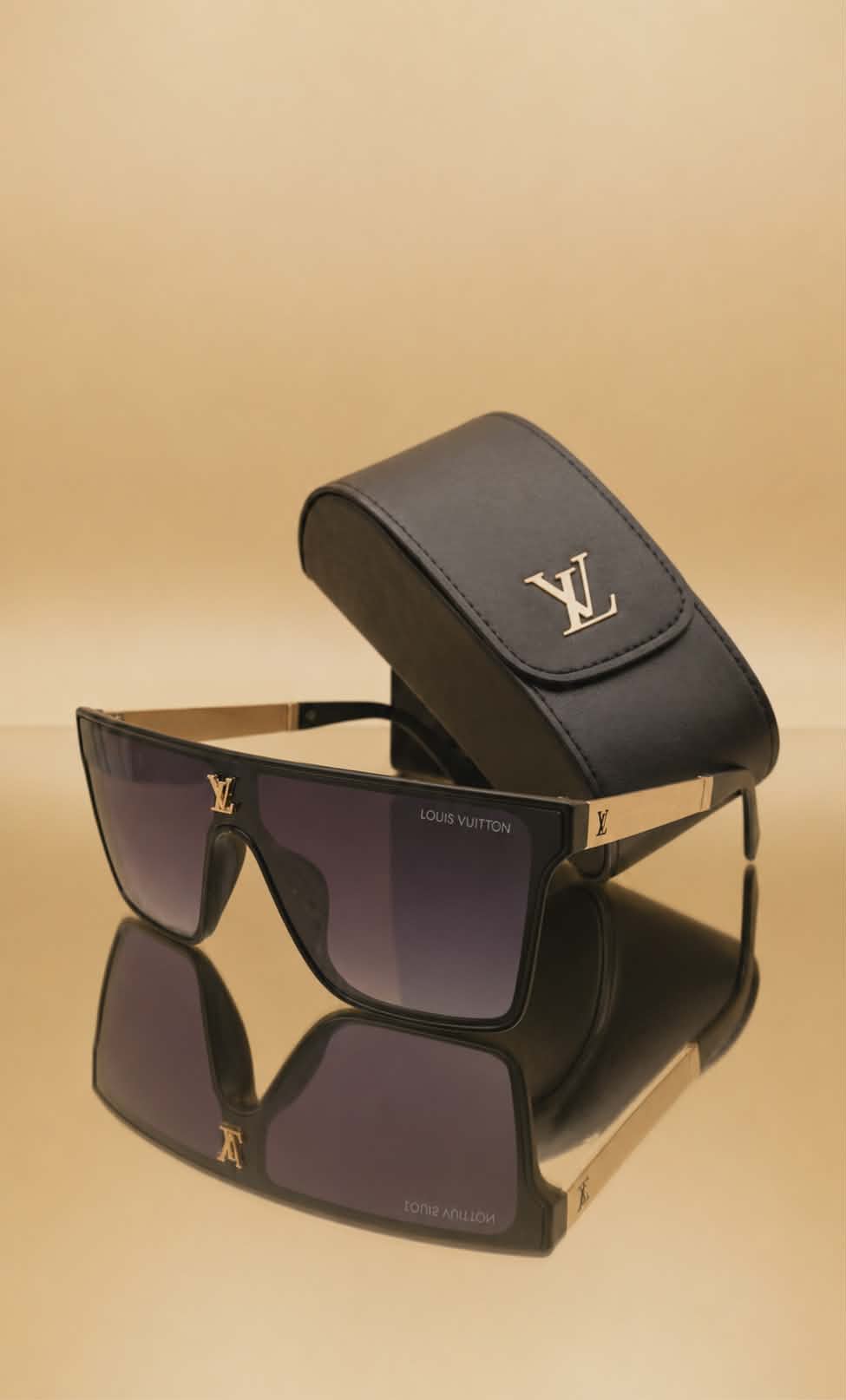 Luis Vuitton Sunglasses Men (Gold Black Edition )